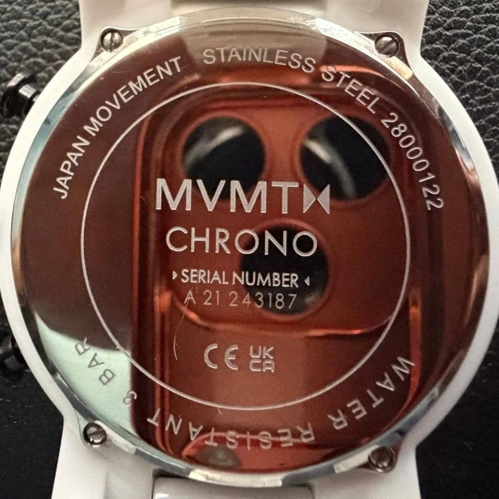 MVMT Chrono White Ceramic Mens Watch 45mm Chronograph 28000122 Stainless Steel